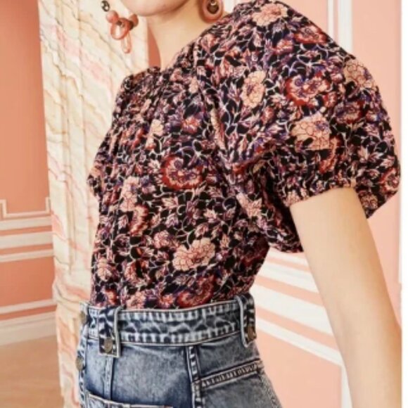 Ulla Johnson Puff-Sleeve Floral Evie Blouse - Picture 2 of 6